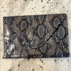 BCBG Max Azria Snake Print Sequin Clutch